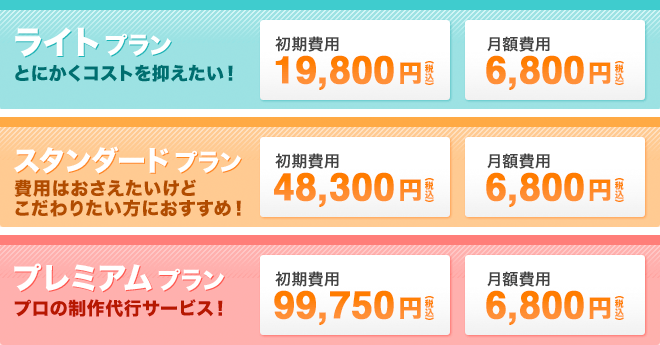 高いコストパフォーマンス「安心の低価格高品質パッケージ」