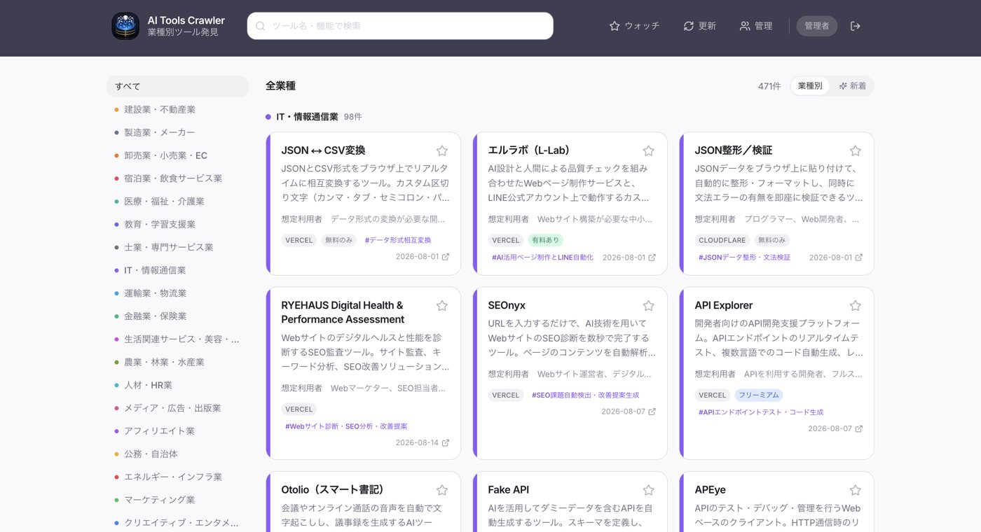 AI Tools Crawlerの画面